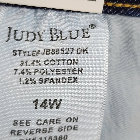 Judy Blue Jeans Womens Plus 14W Blue Tummy Control Skinny Fit Denim (32x27) NWT - Picture 13 of 13